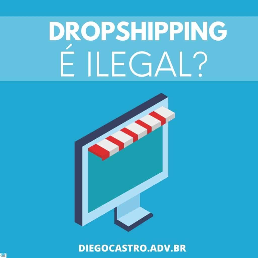 Dropshipping é ilegal em branco com fundo azul