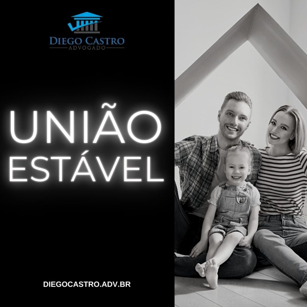 foto de uma família a direita em preto e branco e o titulo união estável em branco a esquerda